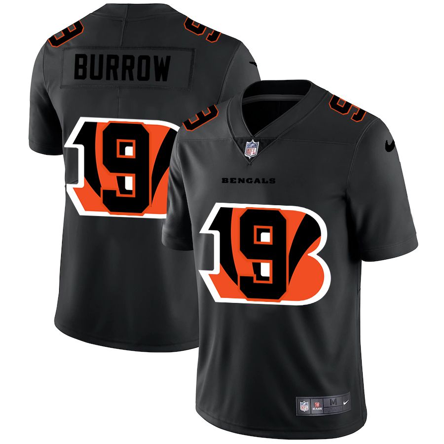 Men Cincinnati Bengals 9 Burrow Black shadow Nike NFL Jersey
